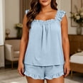 thumbnail image 4 of Posijego Women's Plus Size Pajama Sets Ruffled Tank Camisole Sleepwear and Shorts Summer Sleepwear Loungewear Pjs Sets, 4 of 8
