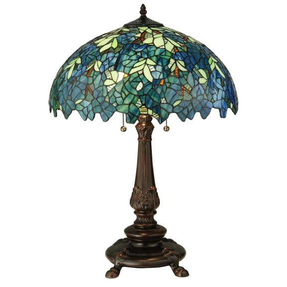 Meyda Tiffany 124815 Nightfall Wisteria 2 Light 26" Tall Hand-Crafted Table Lamp -