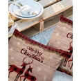 thumbnail image 2 of Pack of 2 Outdoor Pillow Covers, Merry Christmas Buffalo Check Plaid Reindeer Rustic Wooden Waterproof Square Throw Pillowcase Cushion Decorative Pillow Covers for Couch Patio Tent, 20x20 in, 2 of 6