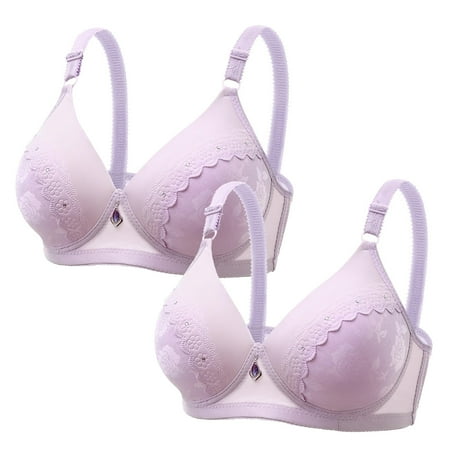 Crunowin Women s Sexy Adjustable Bra 2 Pack  Fashion Solid Color Push Up Full Coverage Wire Free Comfort Everyday Underwear Purple 42/95