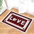 thumbnail image 5 of Door Mat Valentine''s Day Love Heart Red and Black Buffalo Plaid Welcome Mats for Front Door Indoor Outdoor Entry Doormat Non-Slip Kitchen Rug Washable Floor Mat for Bathroom/Porch/Patio 16"X24", 5 of 6
