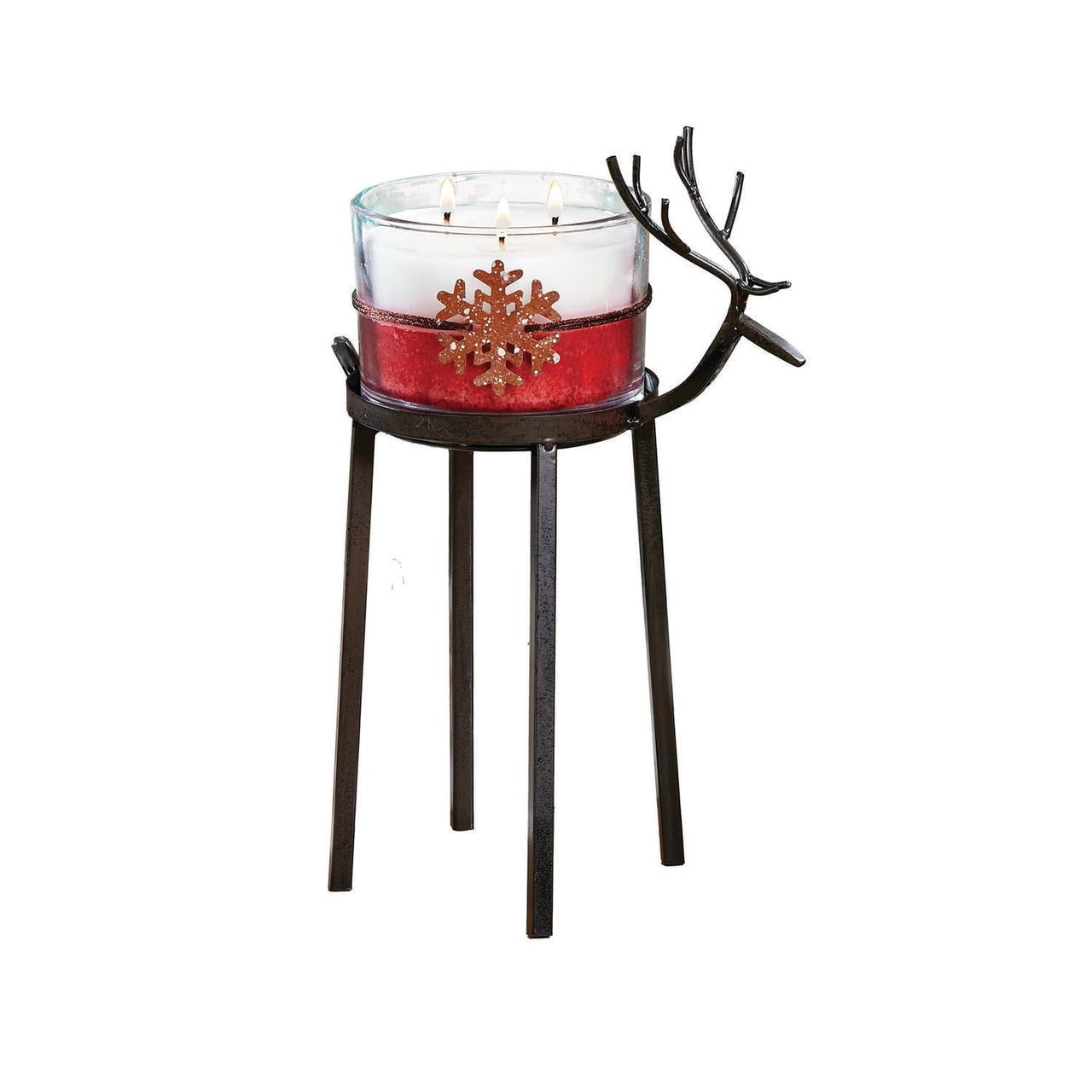 Set of 2 Bronze Christmas Reindeer Pillar Candle Holder 12" Large