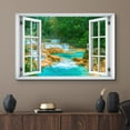 thumbnail image 2 of wall26 Canvas Print Wall Art Window View Neon Teal River Rapid Forest Lake Stream Wilderness Nature Photography Realism Scenic Landscape Colorful Multicolor for Living Room, Bedroom, Office - 32&quot, 2 of 5