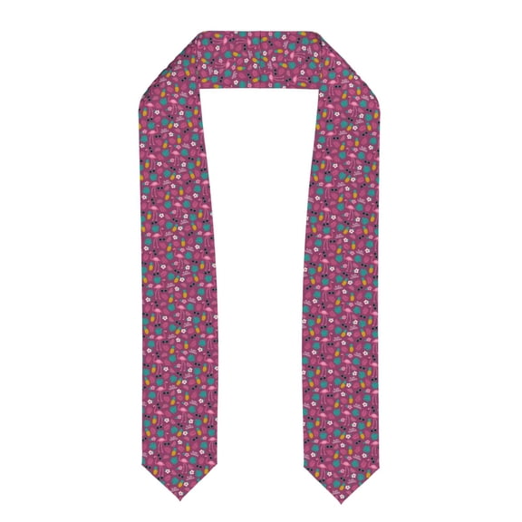 Fuzoiu Summer Flamingo Print Graduation Sash,Graduation Stole,Unisex Adult Graduation Stole Shawl 91" Long,for Academic Commencements Shawl-Flattened