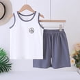 thumbnail image 2 of felwors Boys Tank Top and Shorts with Pockets Pajamas Set Summer Sleeveless Sleepwear Cozy Lounge Set(7-8 Years), 2 of 4
