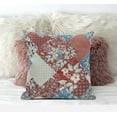 thumbnail image 3 of Aqua Red Floral Suede Throw Pillow, 3 of 4