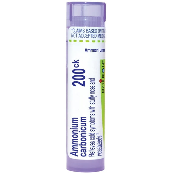 Boiron Ammonium Carbonicum 200CK, Homeopathic Medicine for Cold Symptoms With Stuffy Nose And Nosebleeds, 80 Pellets