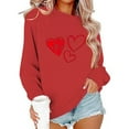 thumbnail image 5 of SYMOID Womens Red Heart Print Love Themed Sweatshirt - 100% Polyester Long Sleeve Loose Fit Casual Pullover (XS-XL) for Daily & Valentine's Day,Size M, 5 of 6