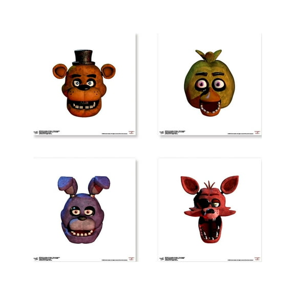 Gallery Pops Five Nights At Freddy's - Portrait Wall Art Bundle (4-Pack), Unframed Version, 12" x 12"