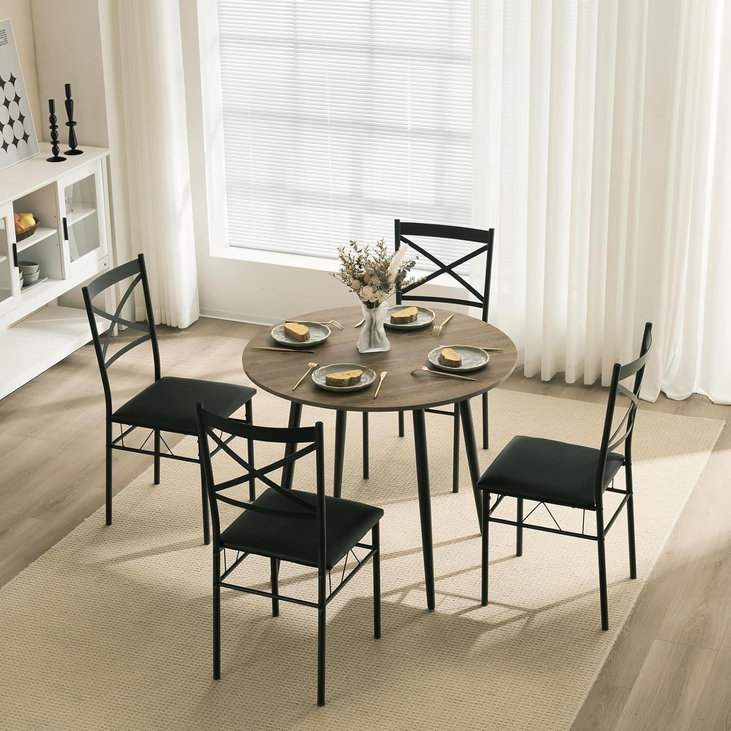 Ktaxon 5pc Dining Set Glass Top Table 4 Leather Chairs for Small Dining Room White Walmart