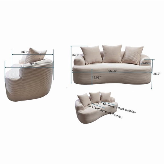 65.35" Curved Loveseat Sofa for Living Room