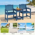 thumbnail image 5 of FUNDAZE All-Weather HDPE Double Patio Chair with 2-Tier Table & Umbrella Hole, Outdoor Conversation Set for Garden, Poolside, Balcony, Navy Blue, 5 of 9