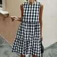 thumbnail image 7 of Lastesso Women Gingham Linen Dress Boho Smocked Tiered Ruffle Dresses Plaid Summer Casual Sundress Trendy Picnic Clothes 2023, 7 of 7
