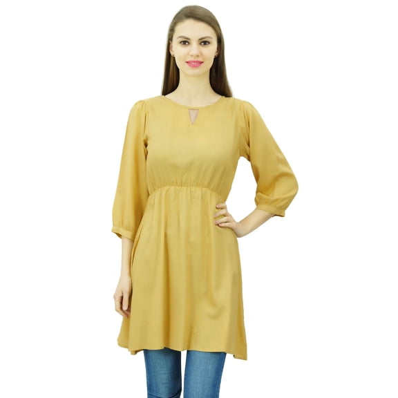 Phagun Women Tunic Top Short Kurti Elastic Waist Indian Ethnic Blouse