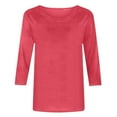 thumbnail image 4 of ShiShine Women's Casual 3/4 Sleeve T-Shirts Round Neck Cute Tunic Tops Basic Tees Blouses Loose Fit Pullover, 4 of 5