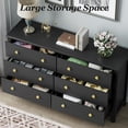 thumbnail image 5 of Black Dresser, Modern 6 Drawer Double Dresser for Bedroom with Gold Pulls, Adults & Kids Wide Dressers & Chests of Drawers for Hallway, Entryway, 5 of 14