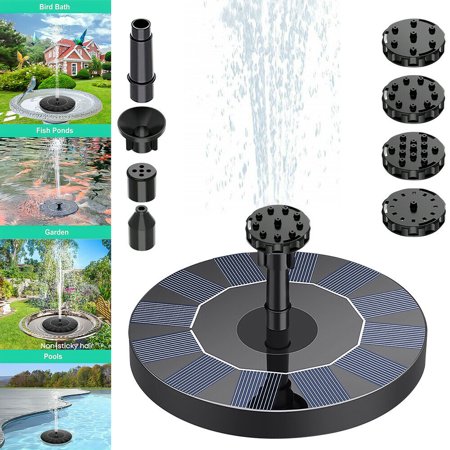 DFITO Solar Fountain Pump  Free Standing Solar Birdbath Fountain with 4 Nozzle Solar Panel Water Pump Fountain Kit for Bird Bath Garden Pond Pool Outdoor