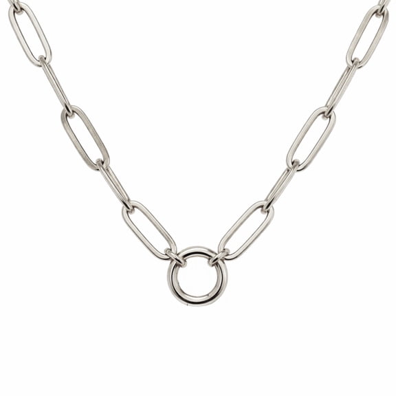 Carabiner Charm Necklace for Women Paperclip Chain Round Carabiner Holder Stainless Steel by Ginger Lyne