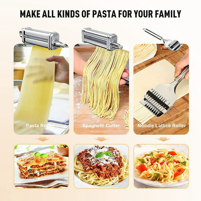Pasta Maker Attachment For Kitchenaid Mixer,pasta Machine Attachment With  Noodle Lattice Roller,spaghetti Cutter ,pasta Roller Attachment With 8  Thick