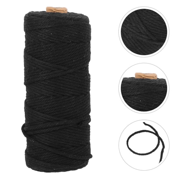 DINHEAROM Black Cotton Rope for Binding Crafts and Kitchen Cooking Projects