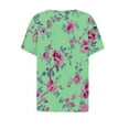 thumbnail image 5 of Women's Summer Clothes Button up Vintage Floal Printing V Neck Blouse Short Sleeve Loose Fit Flowy Tunic Tops Fashion 2024 Dressy Casual Tops for Lady Green T Shirts M, 5 of 5