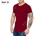 thumbnail image 2 of Qarigey Camisetas de cuello de modal para hombre, camiseta de manga corta curvada ahuecada sólida informal Camisetas rojo METRO, 2 of 6