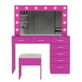 thumbnail image 5 of Ktaxon Large Makeup Vanity, Get Ready with Me GRWM Vanity Table Set w/ Visible Glass Top w/ Charging Station, Pink, 5 of 11