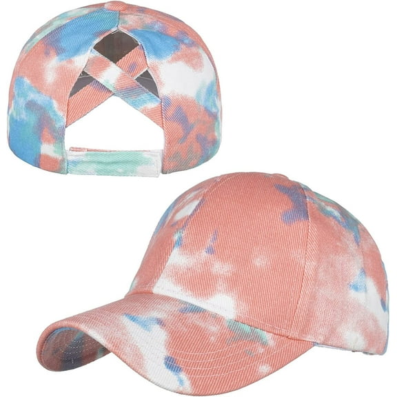Women Ponytail Criss Cross Baseball Cap Adjustable Messy Buns Ponycaps