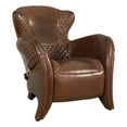 thumbnail image 2 of Pasargad Home Aspen Top Grain Leather Brown Wing Chair, 2 of 11