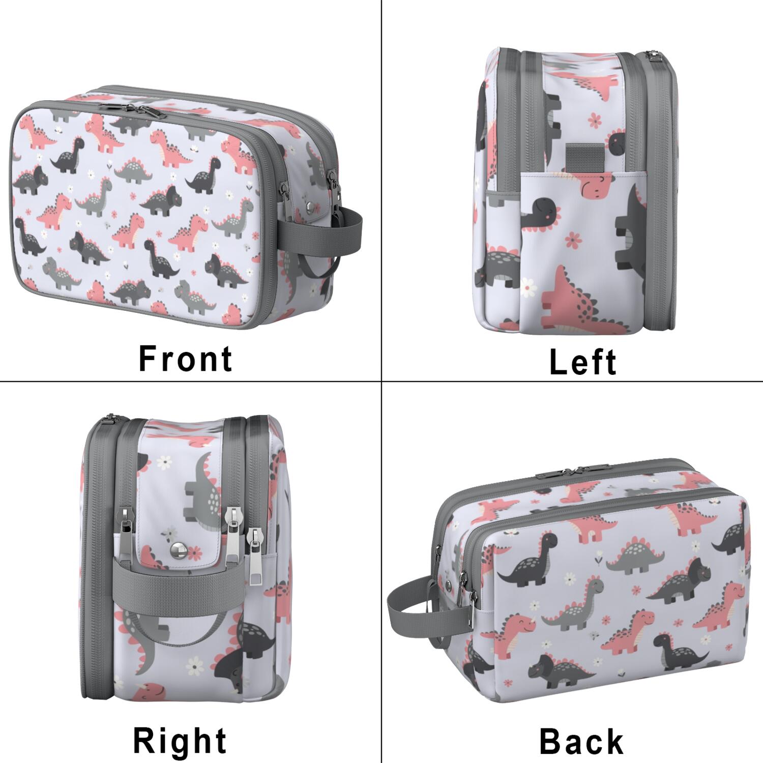 Toiletries Bag,Cartoon Dinosaurs Flowers Pattern Mens Womens Toiletry Bag Bathroom Bag,Waterproof Toiletry Travel Bag Dopp Kit Shaving Bag 11x6.3x5.1 Inch
