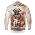 thumbnail image 2 of Hello Fall Pug Scarf Welcome Autumn with Leaves Pumpkins All Over Print 3D Baseball Jacket Dog Lover Gifts Bomber Jacket Softball - 00011, 2 of 6