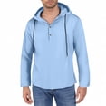 thumbnail image 7 of LWavelet Men’s Long Sleeve Casual Henley Hoodie Shirt with Drawstring Hood and Button Placket for Everyday Wear, 7 of 7