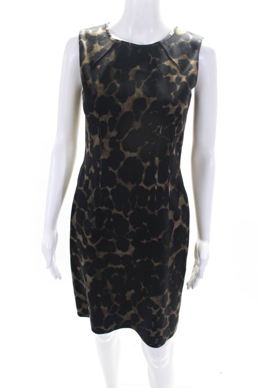 Pre-owned|Elie Tahari Womens Printed Sleeveless Dress Brown Gray Size 2