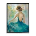 thumbnail image 2 of Stupell Industries Woman Green Dress Painting Beauty & Fashion Painting Black Framed Art Print Wall Art, 2 of 5