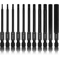 NEIKO 01148A Hex Allen Power Bit Set, 11-Piece Metric Sizes 1.5mm to 8mm | Magnetic Head Bits 3 Quick Release Shanks Premium S2 Steel Compatible with Drills and Impact Drivers