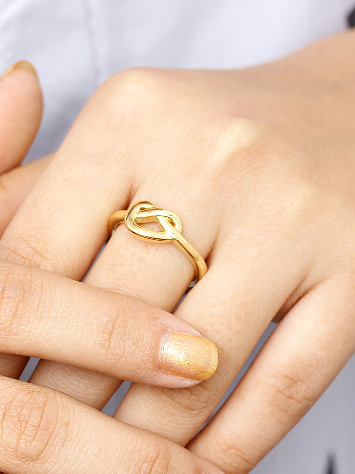 JewelersClub 14K Gold Over Silver Love Knot Friendship Ring for Women | Dainty Gold over Silver Promise Ring For Women | Silver Celtic Knot Ring For Women