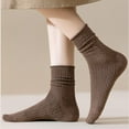 thumbnail image 4 of Tao Tao Womens Crew Socks, Casual Knit Cotton Comfy Breathable Cool Dress Socks for Girls Brown Free Size, 4 of 6