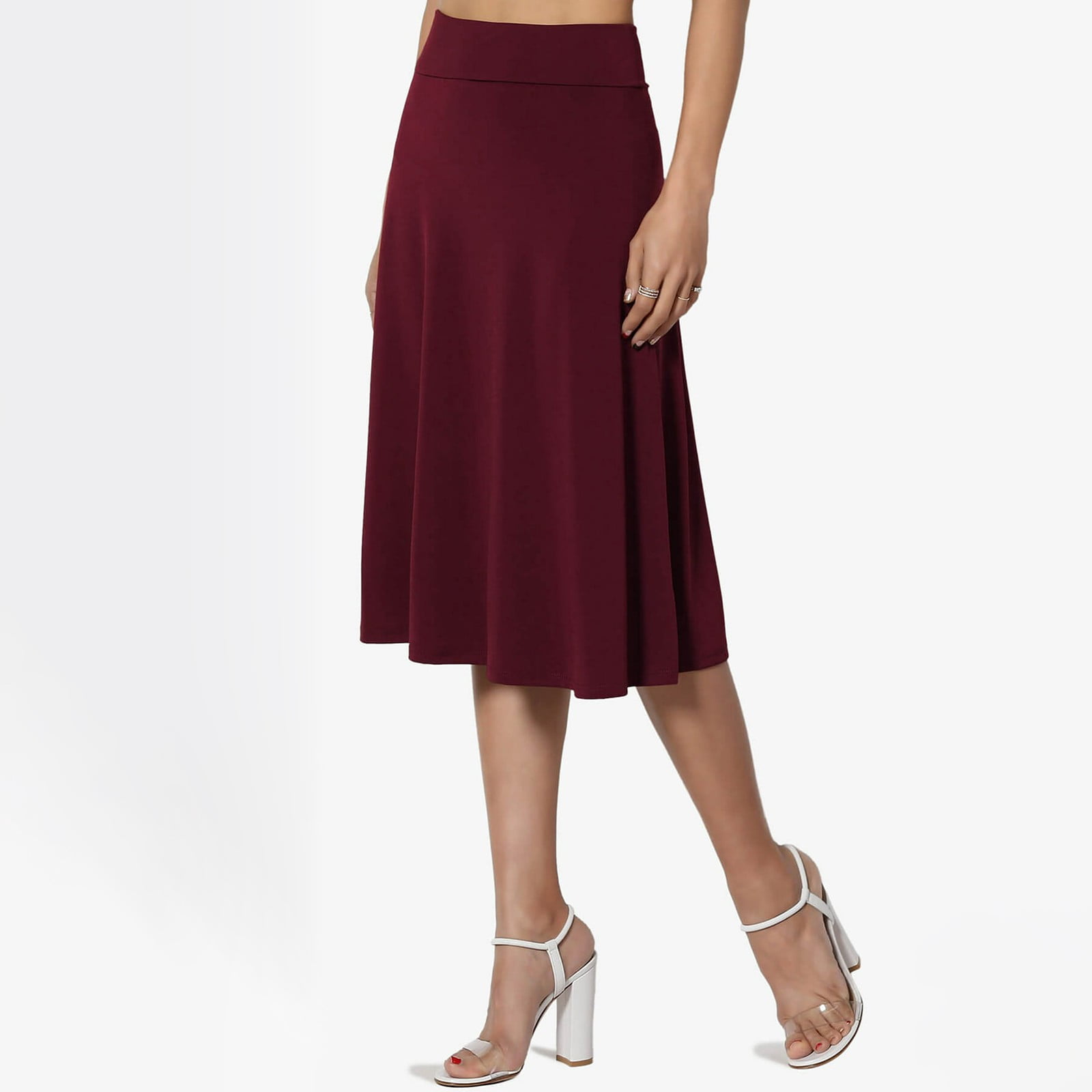 Skpblutn A Line High Waisted Solid Polyester Skirt, (Women's)