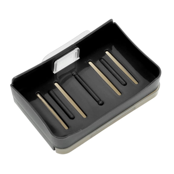 Unique Bargains 1 Pc Soap Dish Removable Double Layer Soap Holder for Bathroom Black