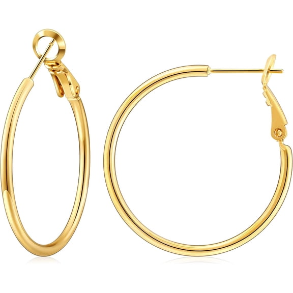 Gold Hoop Earrings for Women 14K Gold Plated, 925 Sterling Silver Post Hypoallergenic Earrings Hoops for Women[v914]