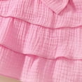 thumbnail image 6 of Zwiiyzr 2025 3-24M Baby Girl Summer Clothes Solid Ruffle Collared Flutter Sleeve Bow Dress Headband 2Pcs Outfits Set Pink, 6 of 9