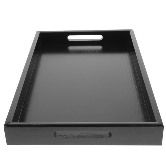WHAMVOX Decorative Wood Tray Black 1Pack 13.2X9.4X1.6In
