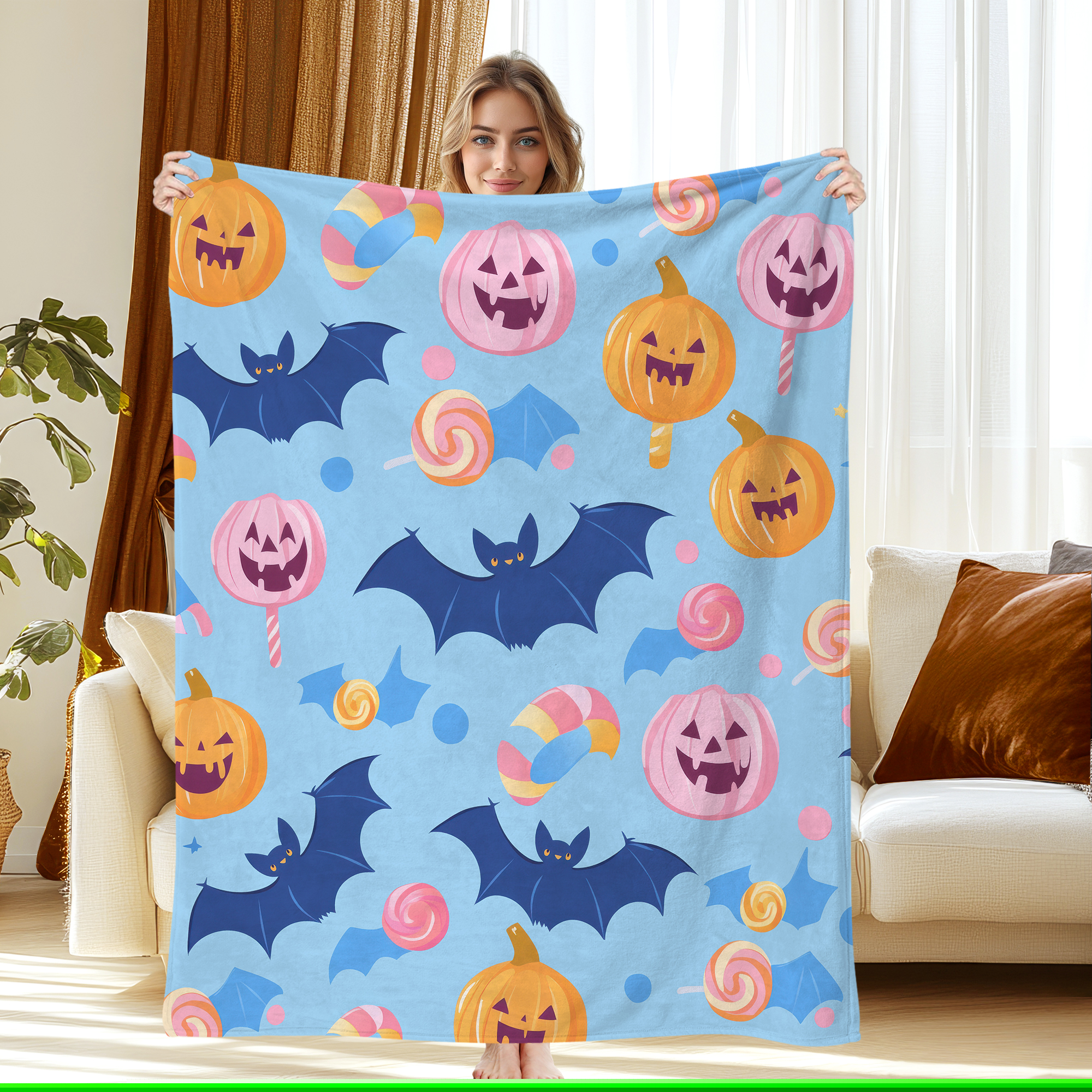 Halloween Throw Blanket 40" x 50" - Soft Flannel Blanket, Cozy Plush for Couch, Sofa & Bed, Fall Winter Decor, for Kids & Adults