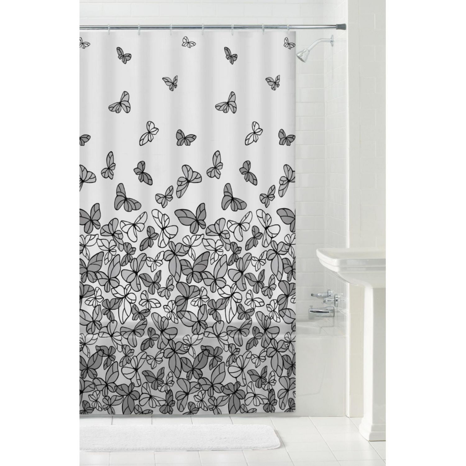 Mainstays Recycled PEVA Decorative Shower Curtain, Waterproof, Medium Weight, Assorted Designs, 70” by 72”