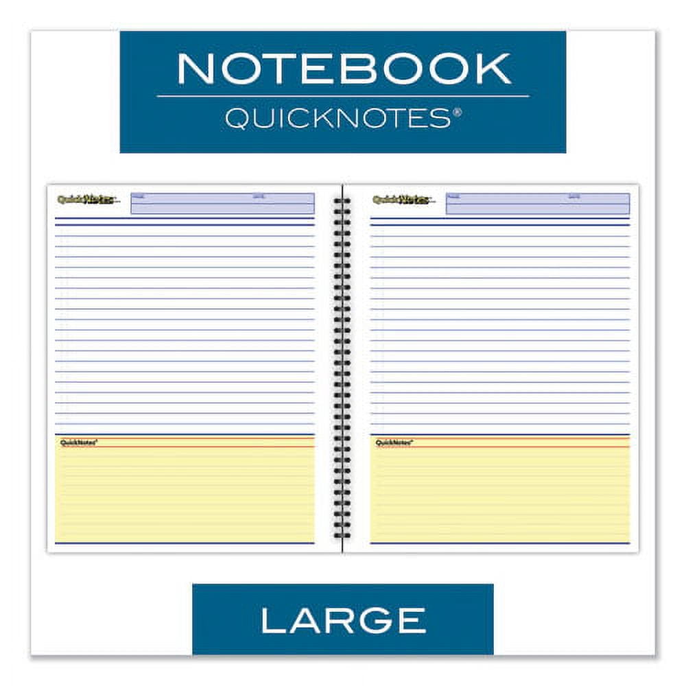 Wirebound Guided Quicknotes Notebook, 1 Subject, List-Management Format, Dark Gray Cover, 11 X 8.5, 80 Sheets | Bundle of 2 Each