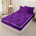 thumbnail image 2 of Homewish Hipple Halloween Skull Zipper Queen Comforter Set with Fitted Sheet and 2 Pillowcases,Purple Damask Zipper Bedding Set,Black Reversible,4pcs, 2 of 8