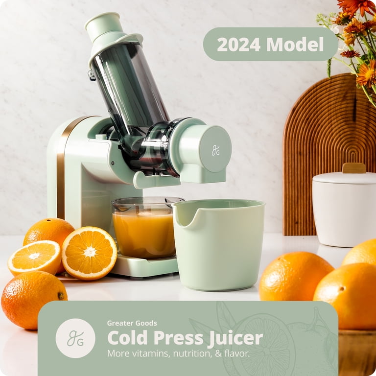 Greater Goods Cold Press Juicer, Powerful Slow Masticating Juice Extractor With Quiet Motor For Fruits and Vegetables, High Juice Yield, Easy To Clean