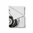 thumbnail image 2 of Letter R Soft Flannel Fleece Throw Blanket, Baroque Antique Typography Old Fashion English Aristocratic Swirls, Cozy Plush for Indoor and Outdoor Use, 60" x 80", Black Grey White, by Ambesonne, 2 of 6