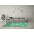 thumbnail image 3 of Ahgly Company Machine Washable Indoor Square Abstract Turquoise Blue Modern Area Rugs, 7' Square, 3 of 4