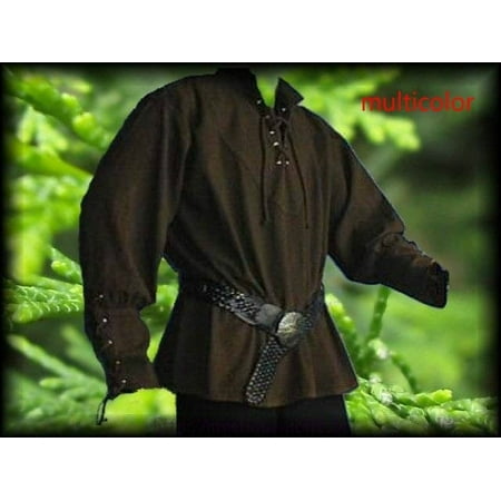 - Men Cosplay Medieval Shirt Laced Up Knight Top Without Belt